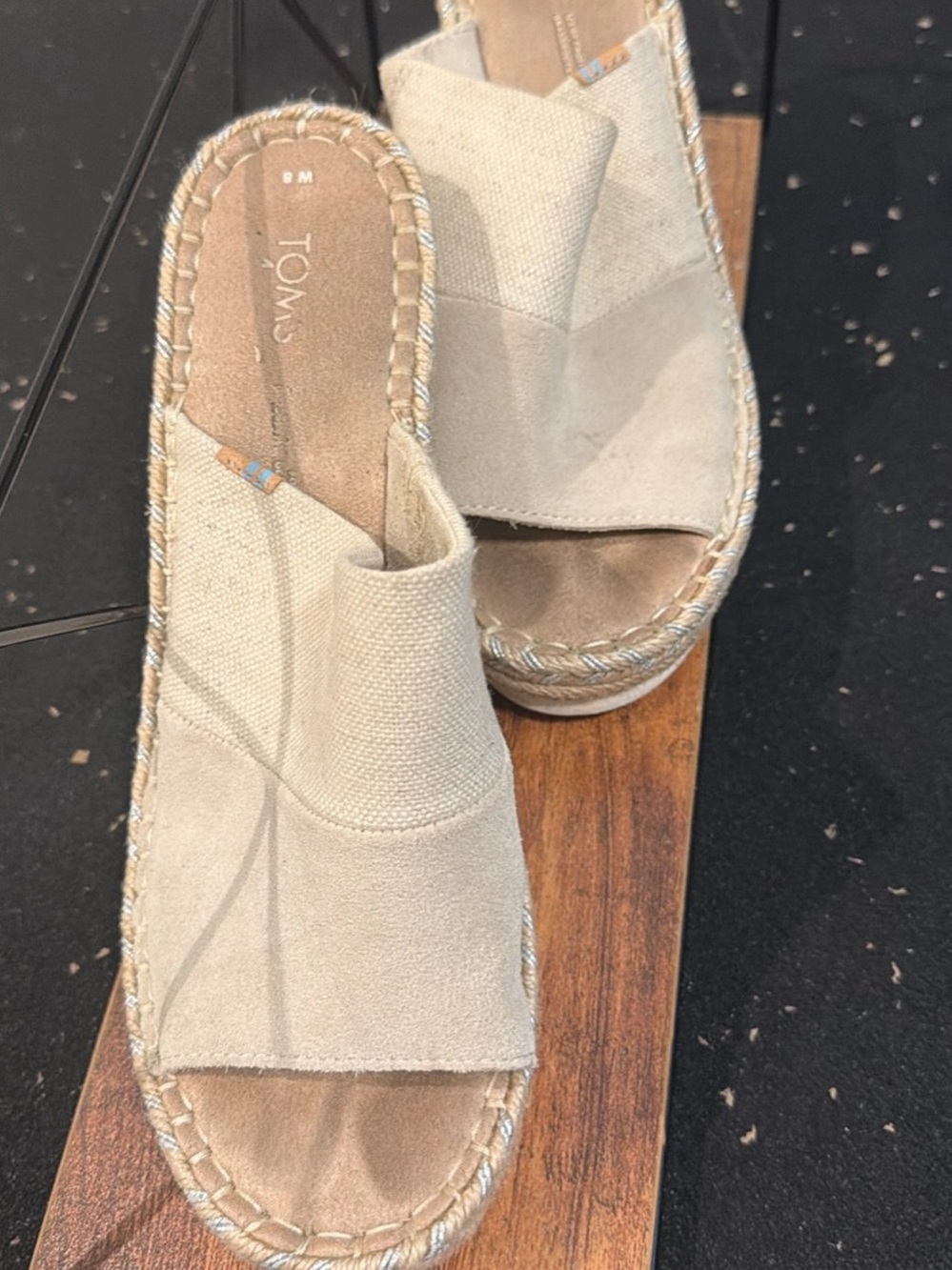 Toms Neutral Canvas Espadrille Slide - Light Beige
